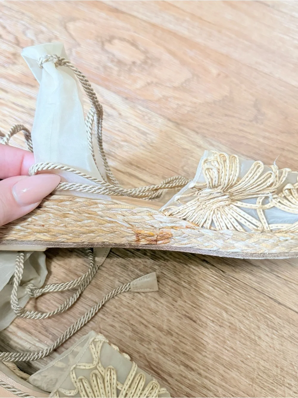 Stuart Weitzman Vintage Espadrille Lace Up Sandals